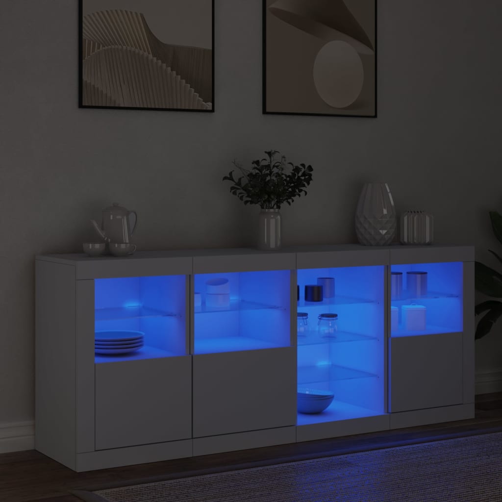 Buffet avec éclairage LED 164x37x67 cm couleur chêne