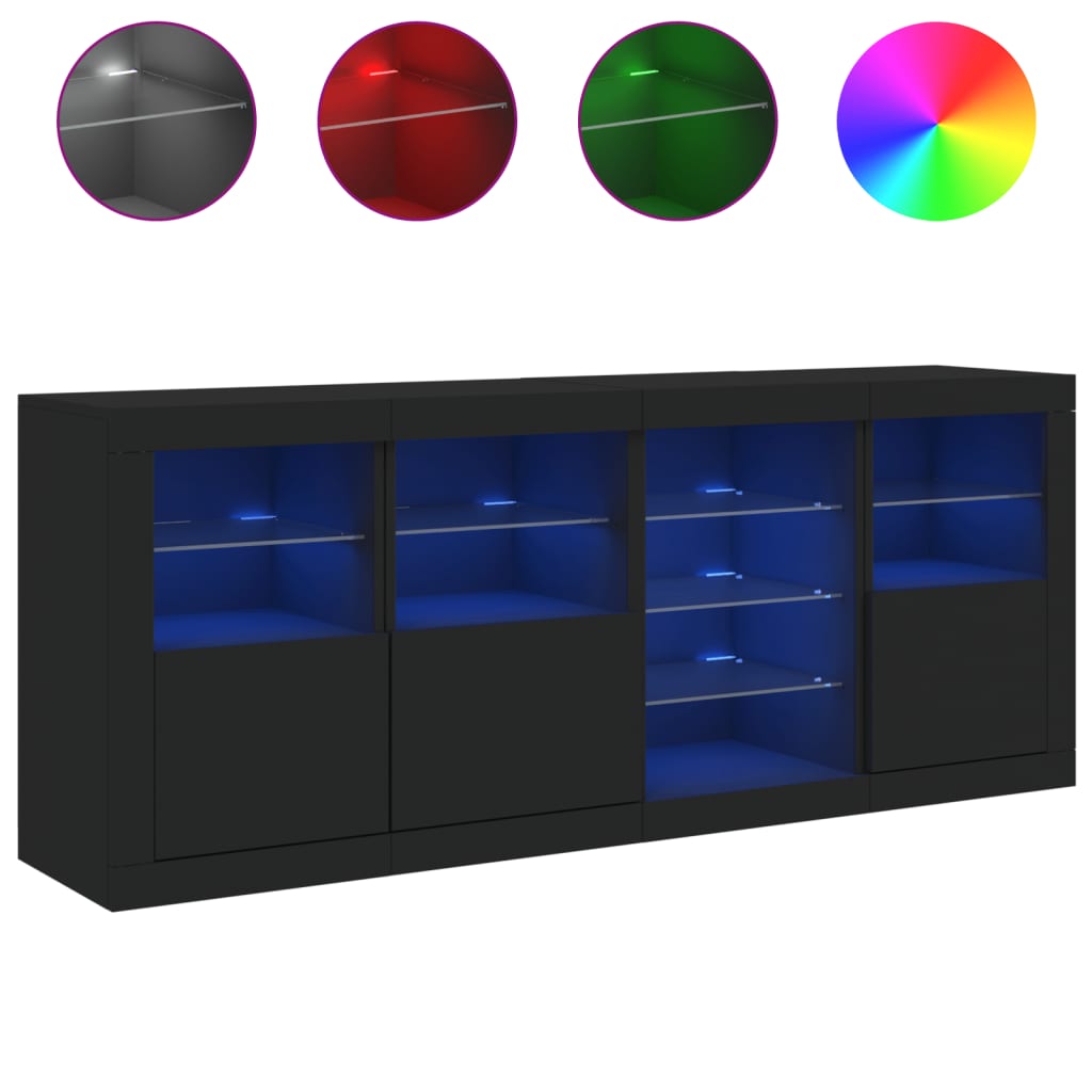 Buffet avec éclairage LED 164x37x67 cm couleur chêne