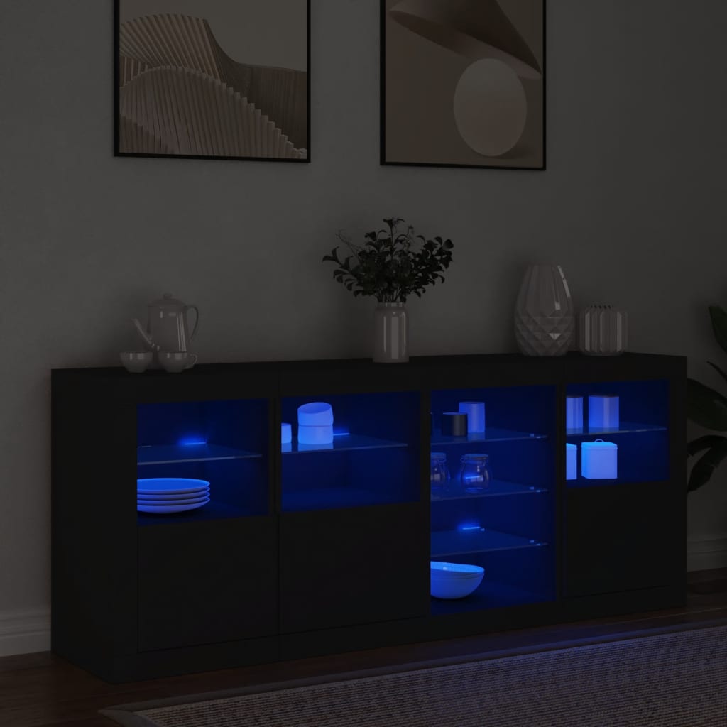 Buffet avec éclairage LED 164x37x67 cm couleur chêne