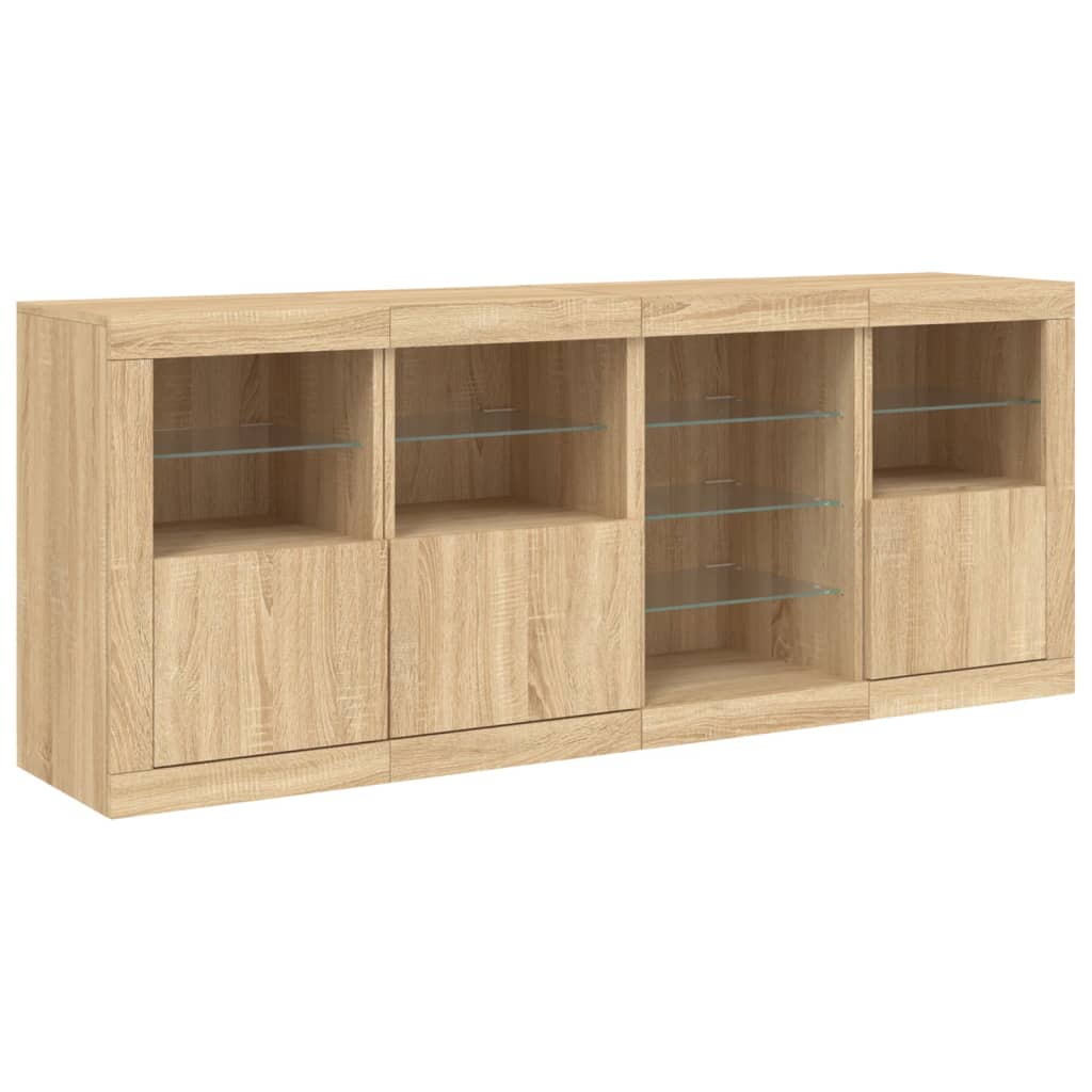 Dressoir met LED-verlichting 164x37x67 cm eikenkleurig