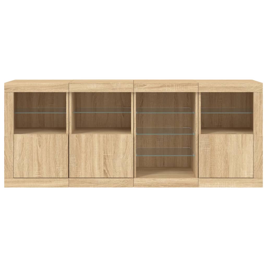 Buffet avec éclairage LED 164x37x67 cm couleur chêne