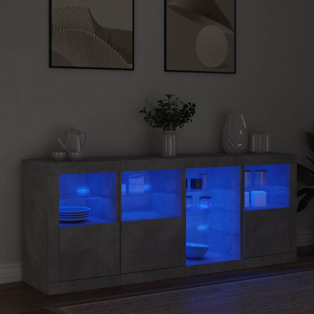 Buffet avec éclairage LED 164x37x67 cm couleur chêne