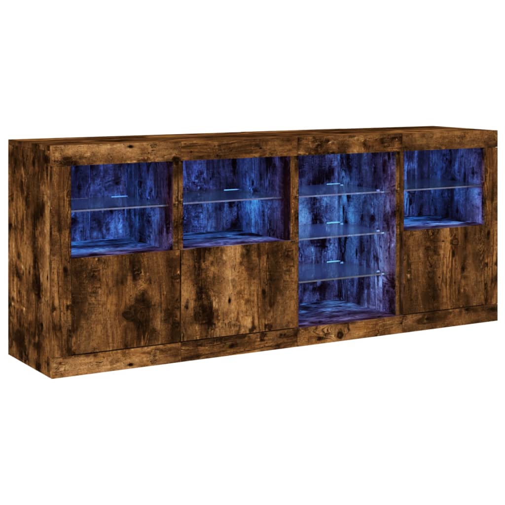 Buffet avec éclairage LED 164x37x67 cm couleur chêne