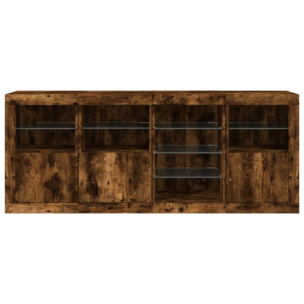 Buffet avec éclairage LED 164x37x67 cm couleur chêne