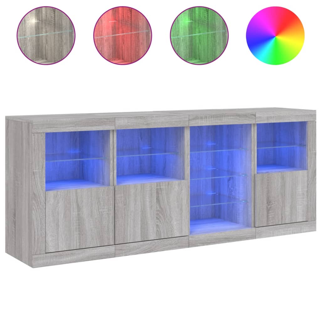 Buffet avec éclairage LED 164x37x67 cm couleur chêne