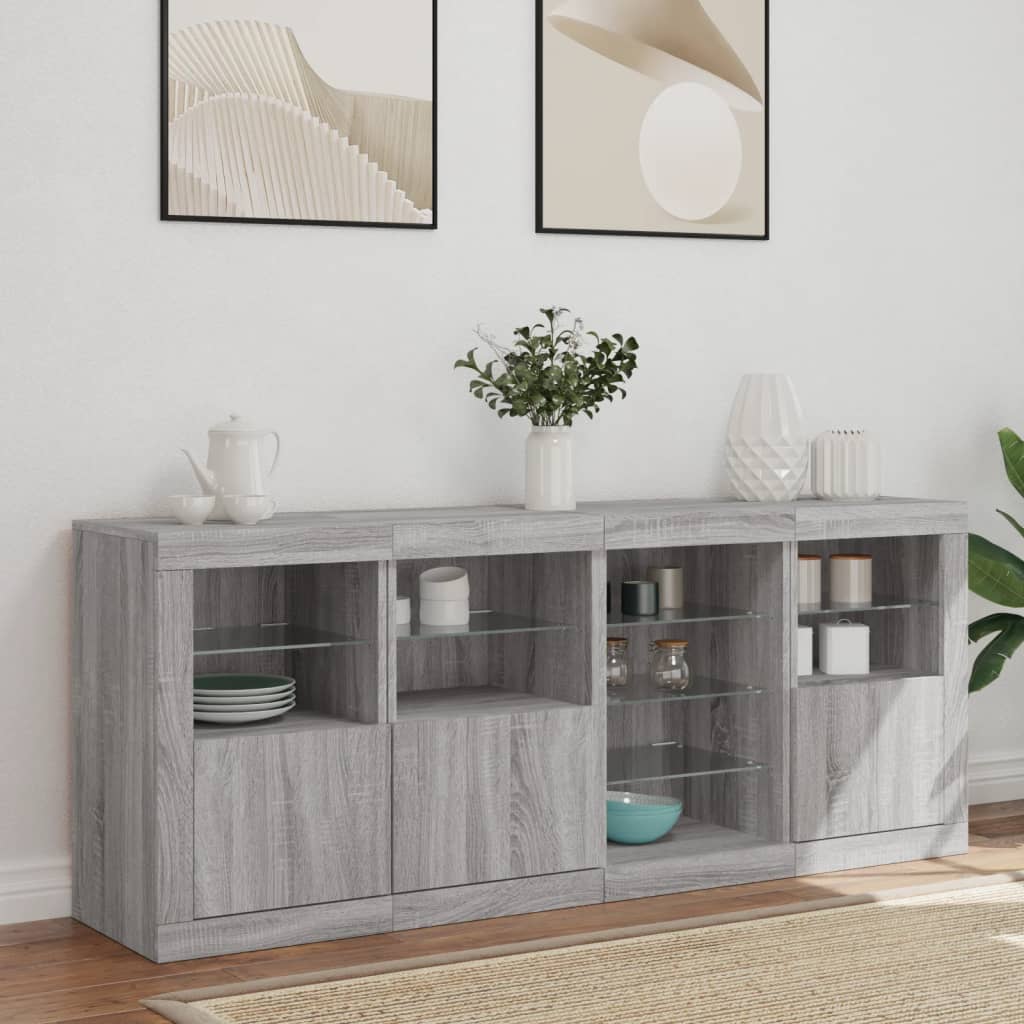 Buffet avec éclairage LED 164x37x67 cm couleur chêne