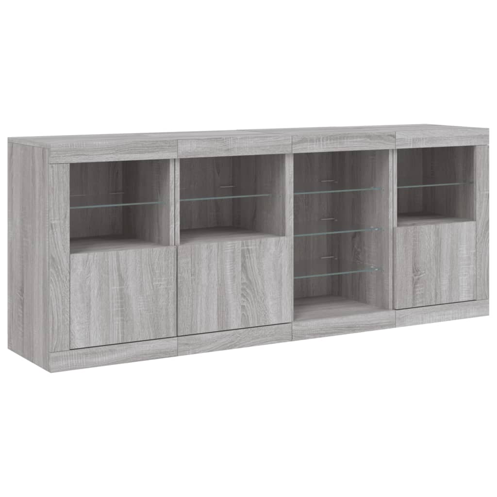 Buffet avec éclairage LED 164x37x67 cm couleur chêne