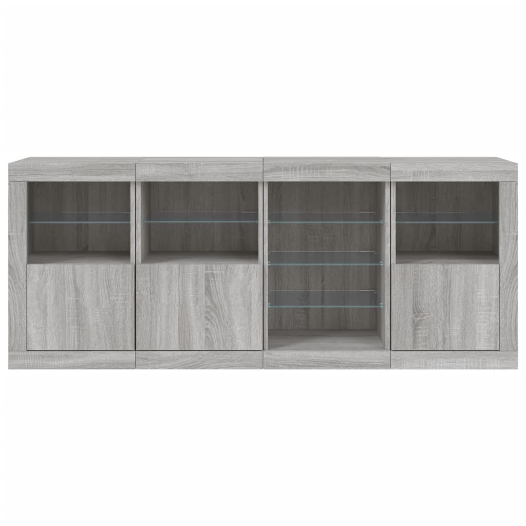 Buffet avec éclairage LED 164x37x67 cm couleur chêne