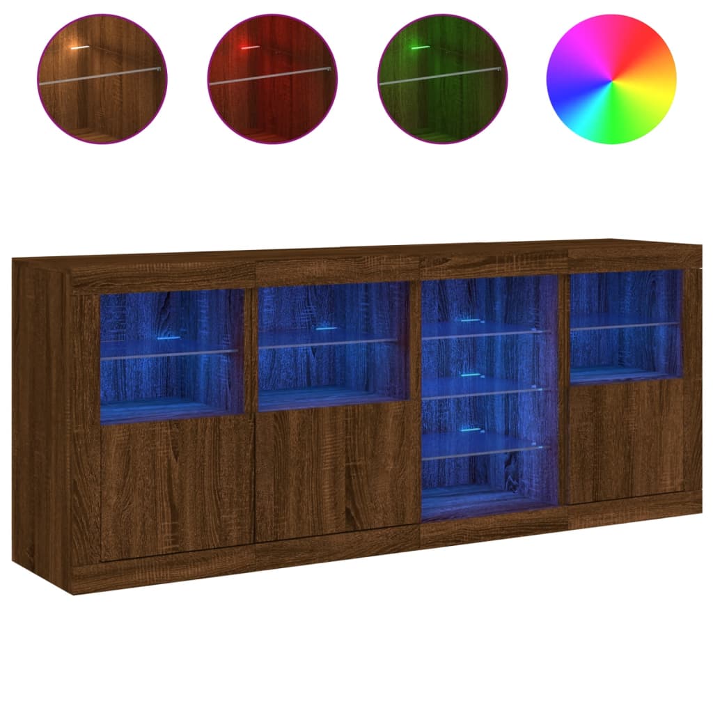 Buffet avec éclairage LED 164x37x67 cm couleur chêne