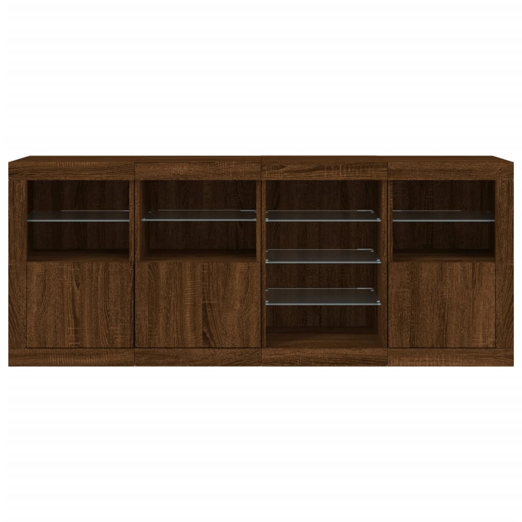 Buffet avec éclairage LED 164x37x67 cm couleur chêne