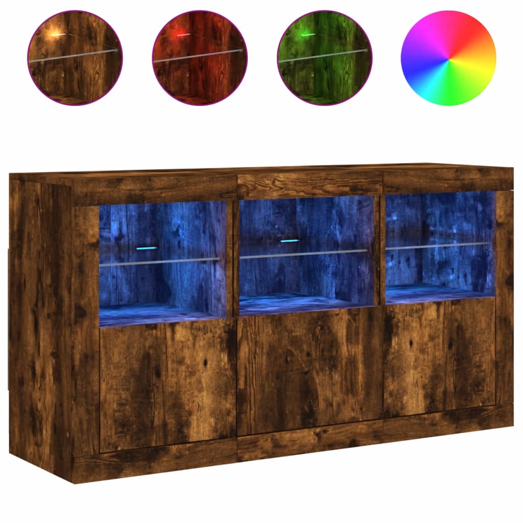 Buffet avec éclairage LED 123x37x67 cm