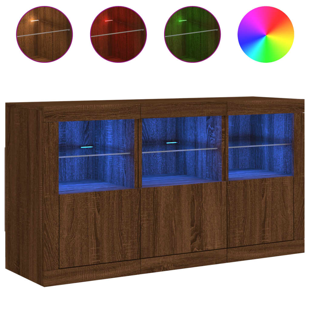 Dressoir met LED-verlichting 123x37x67 cm