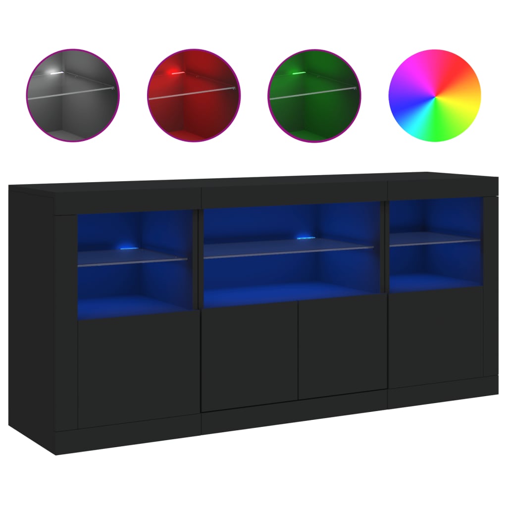 Dressoir met LED-verlichting 142,5x37x67 cm