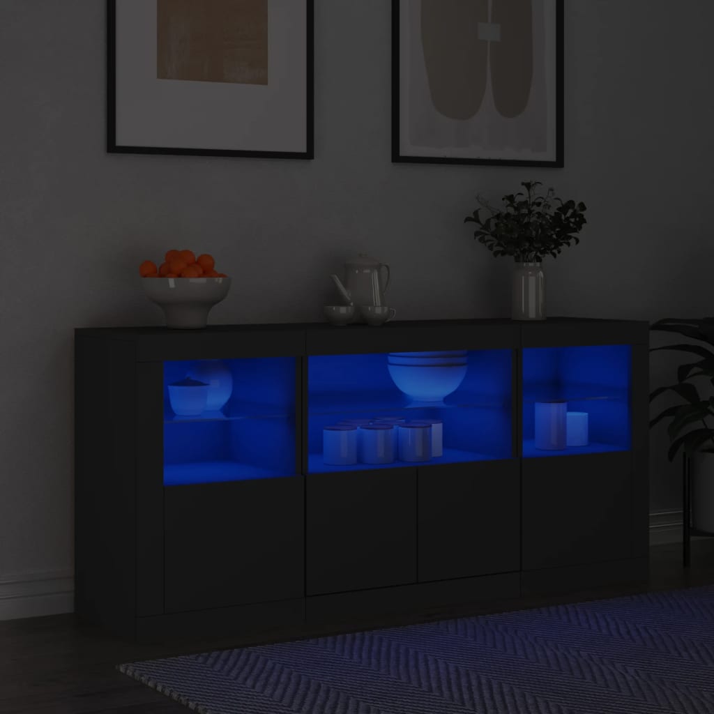 Dressoir met LED-verlichting 142,5x37x67 cm