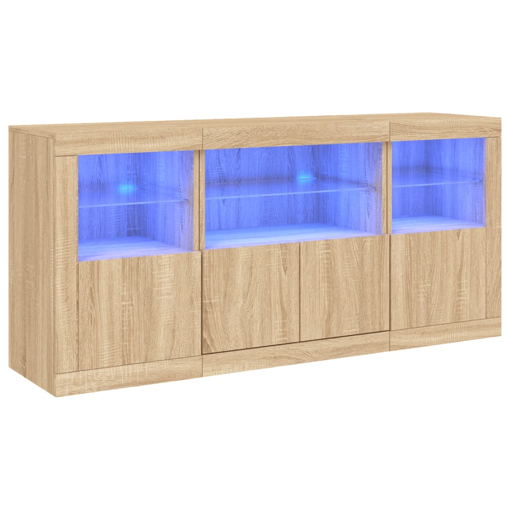 Dressoir met LED-verlichting 142,5x37x67 cm