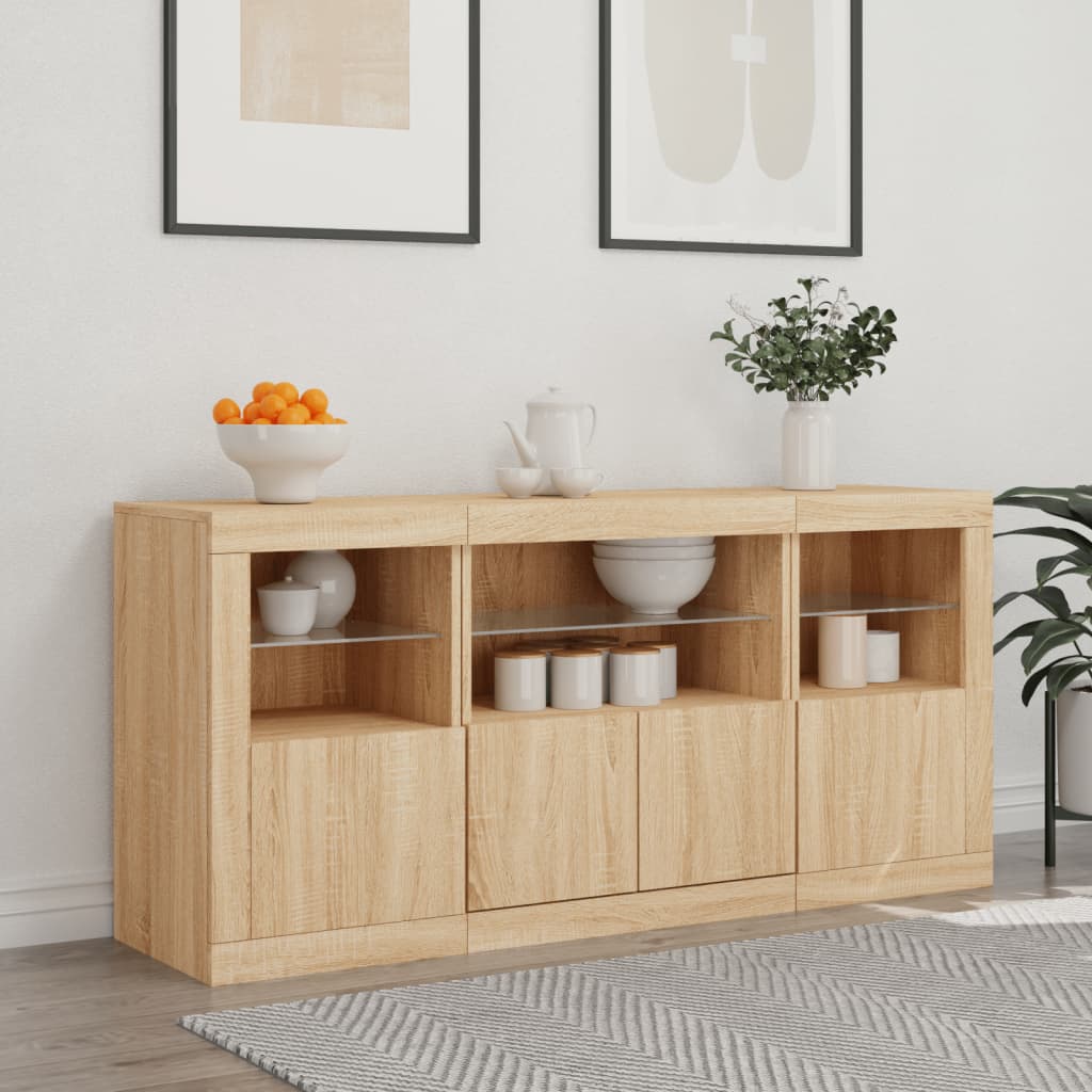 Buffet avec éclairage LED 142,5x37x67 cm