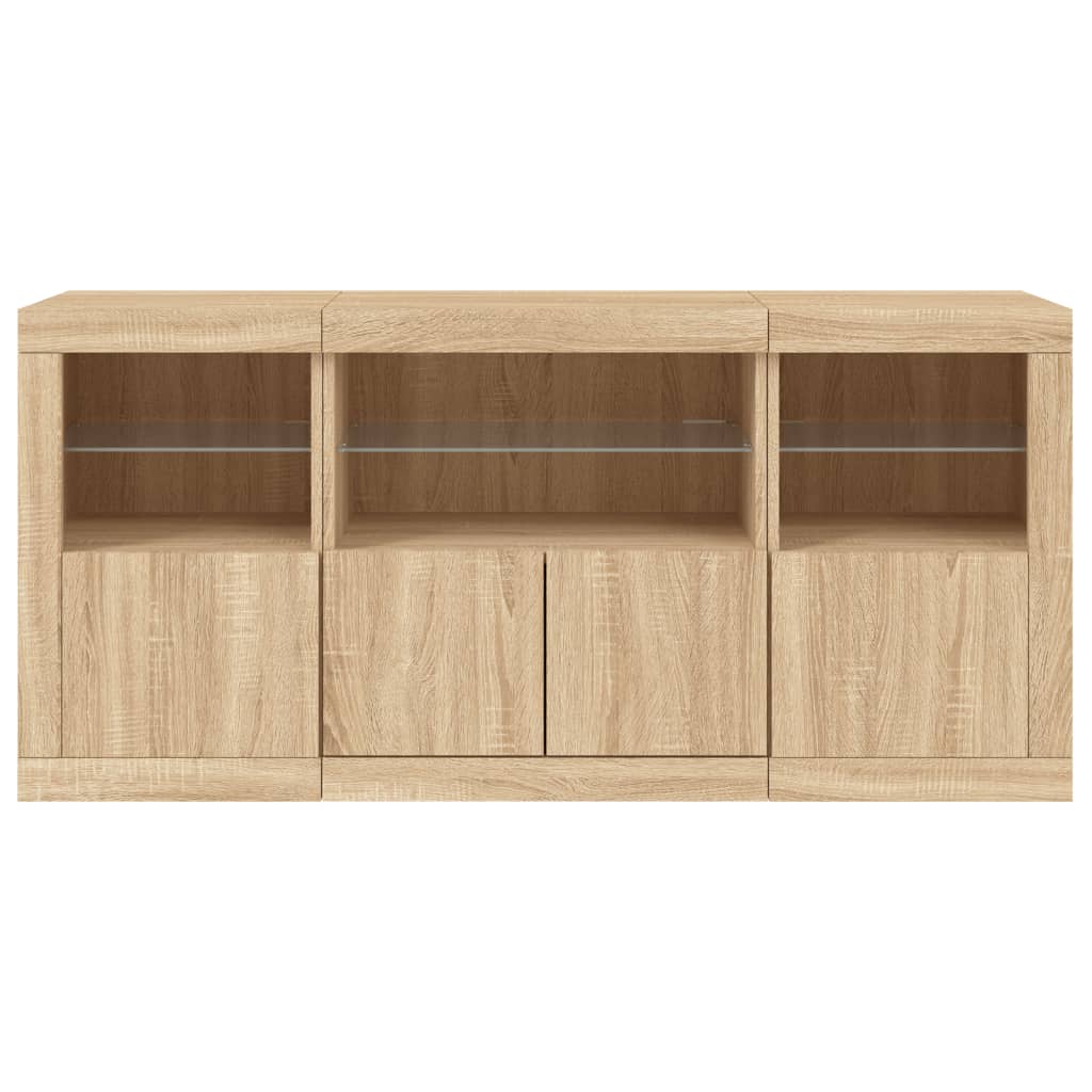 Dressoir met LED-verlichting 142,5x37x67 cm