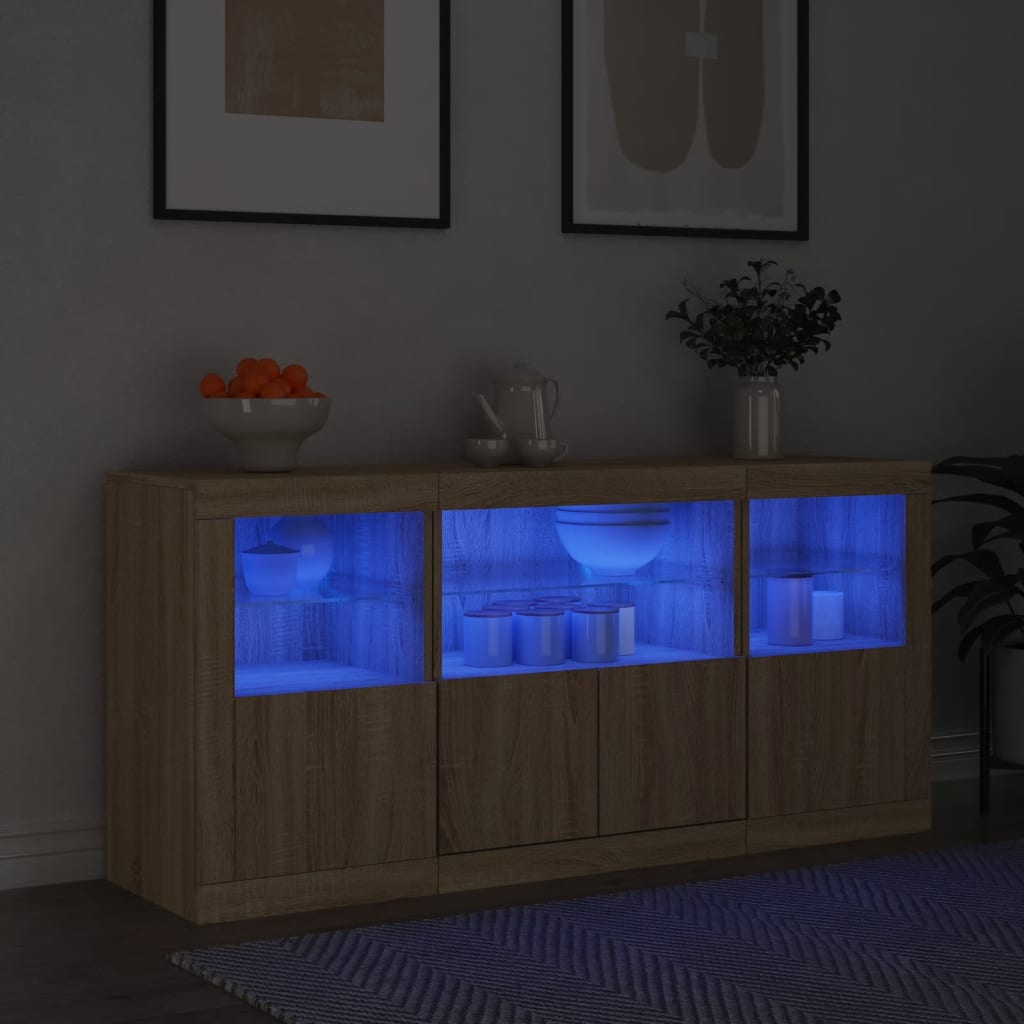 Buffet avec éclairage LED 142,5x37x67 cm