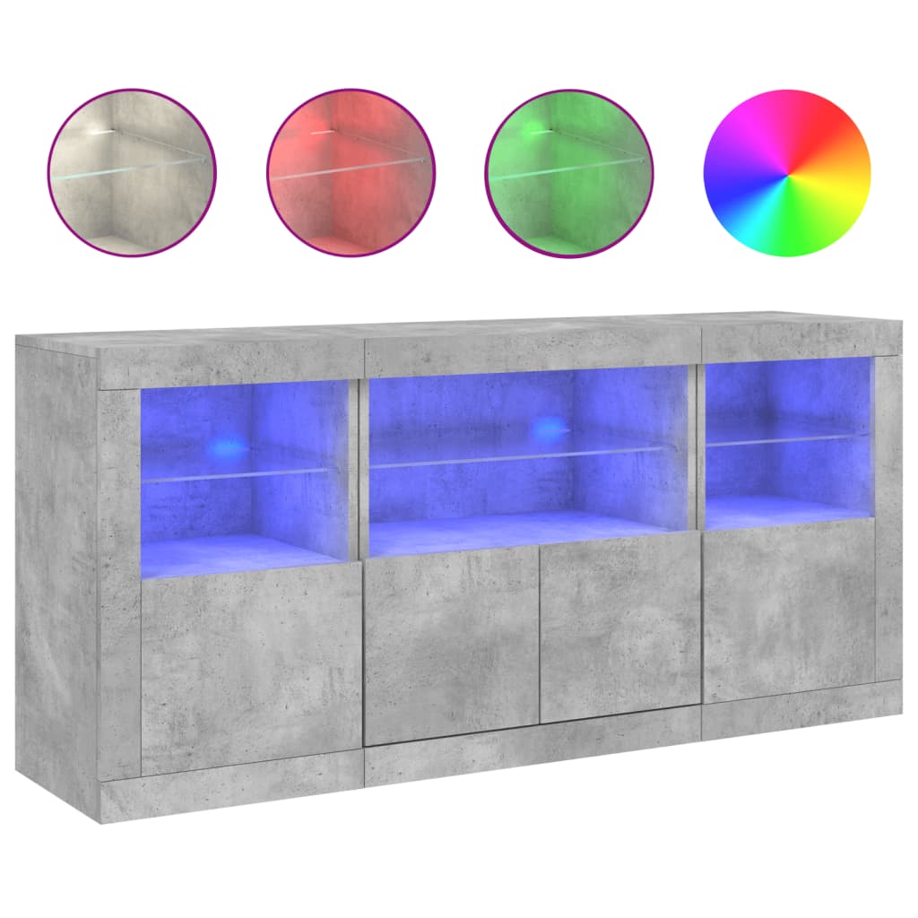 Dressoir met LED-verlichting 142,5x37x67 cm