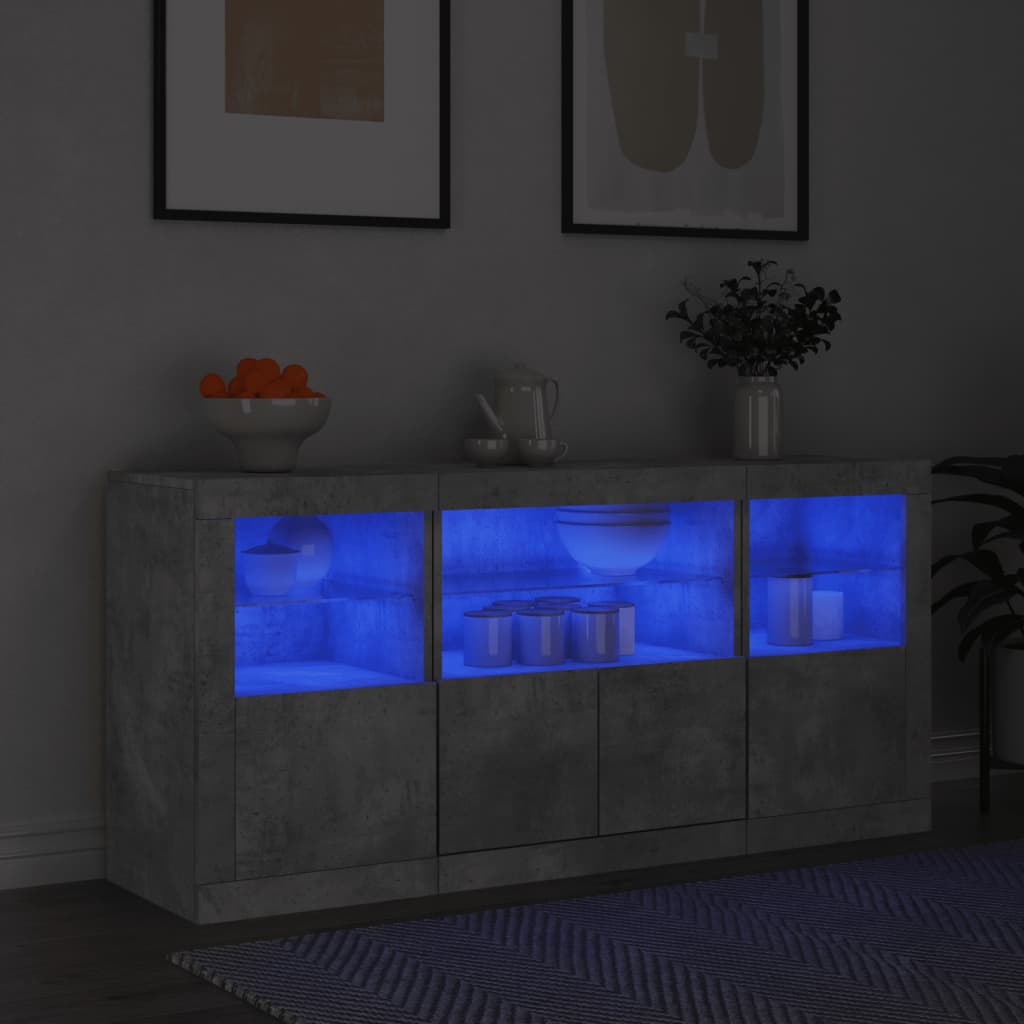 Dressoir met LED-verlichting 142,5x37x67 cm