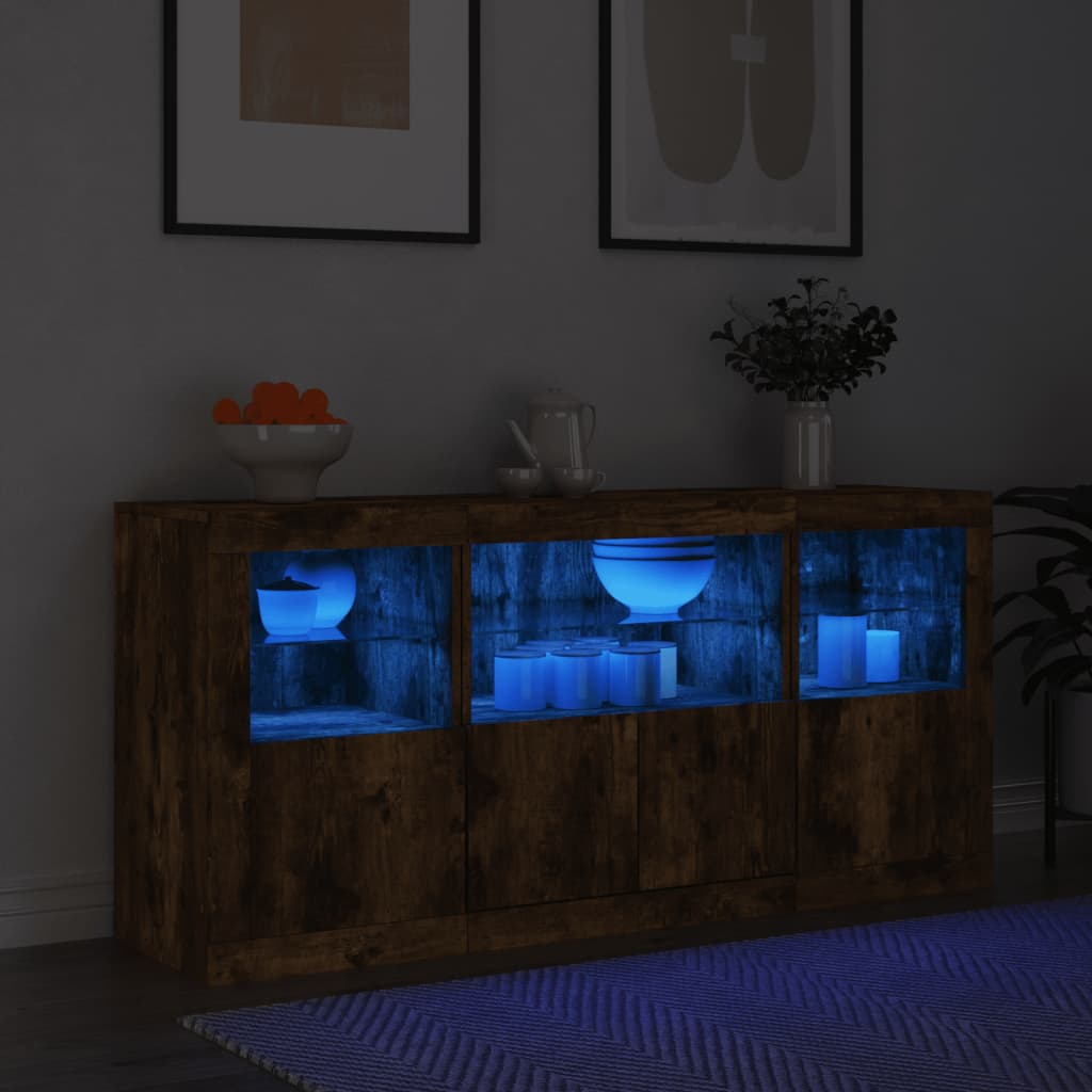 Dressoir met LED-verlichting 142,5x37x67 cm