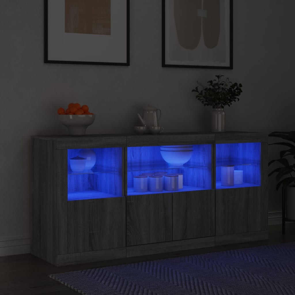 Dressoir met LED-verlichting 142,5x37x67 cm