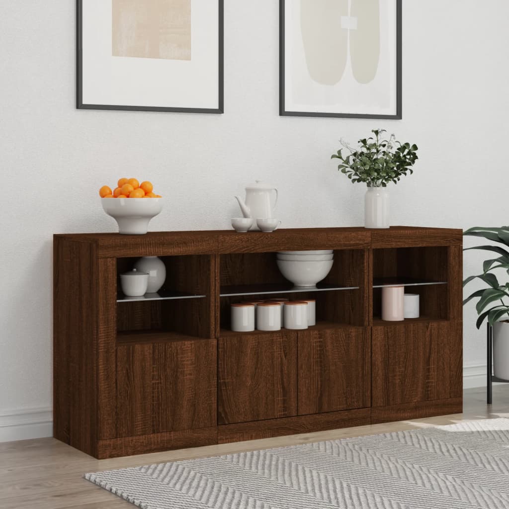 Buffet avec éclairage LED 142,5x37x67 cm