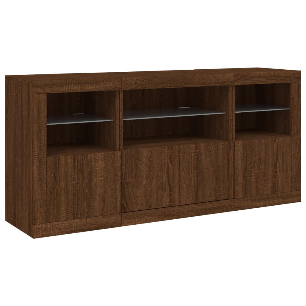 Dressoir met LED-verlichting 142,5x37x67 cm