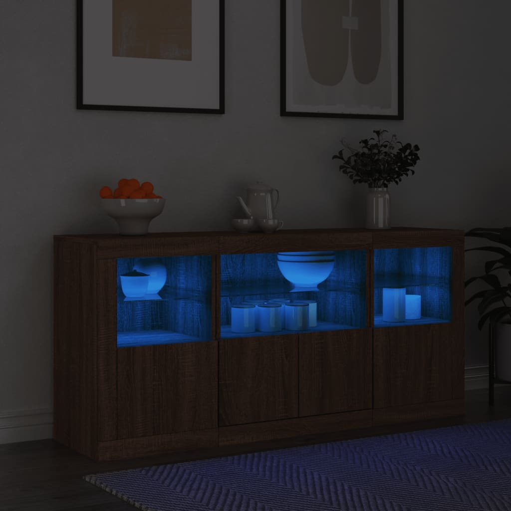 Dressoir met LED-verlichting 142,5x37x67 cm