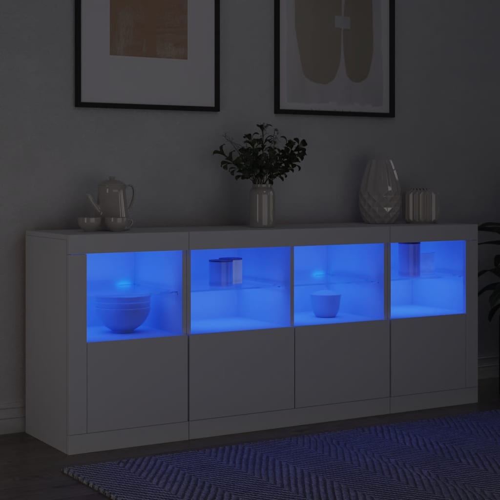 Buffet avec éclairage LED 163x37x67 cm couleur chêne