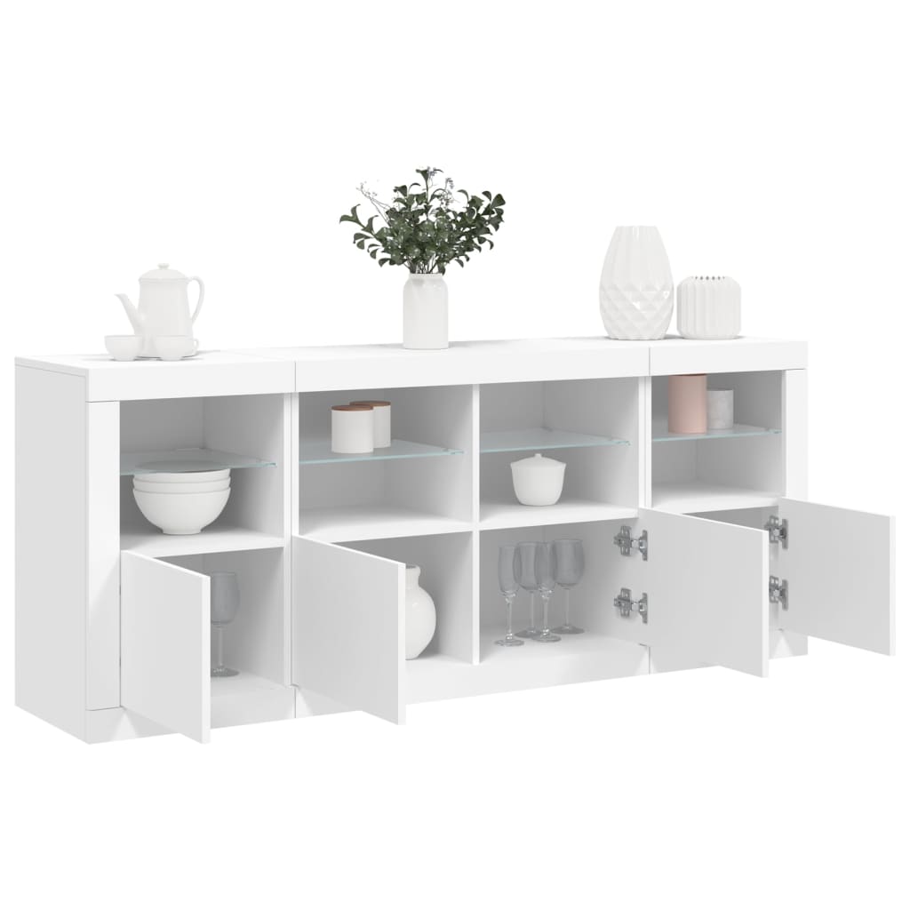 Buffet avec éclairage LED 163x37x67 cm couleur chêne