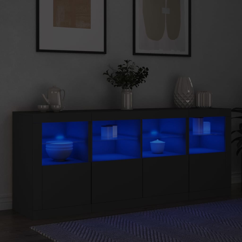 Buffet avec éclairage LED 163x37x67 cm couleur chêne