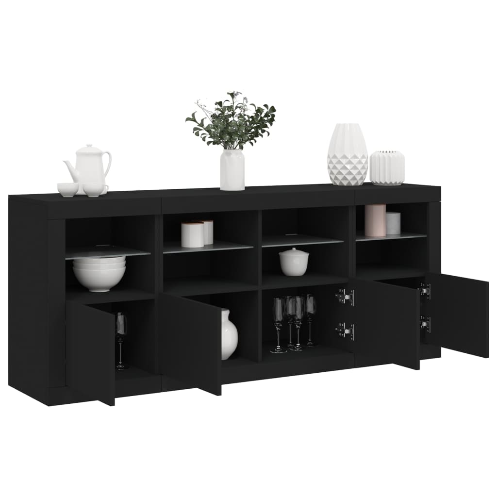 Buffet avec éclairage LED 163x37x67 cm couleur chêne