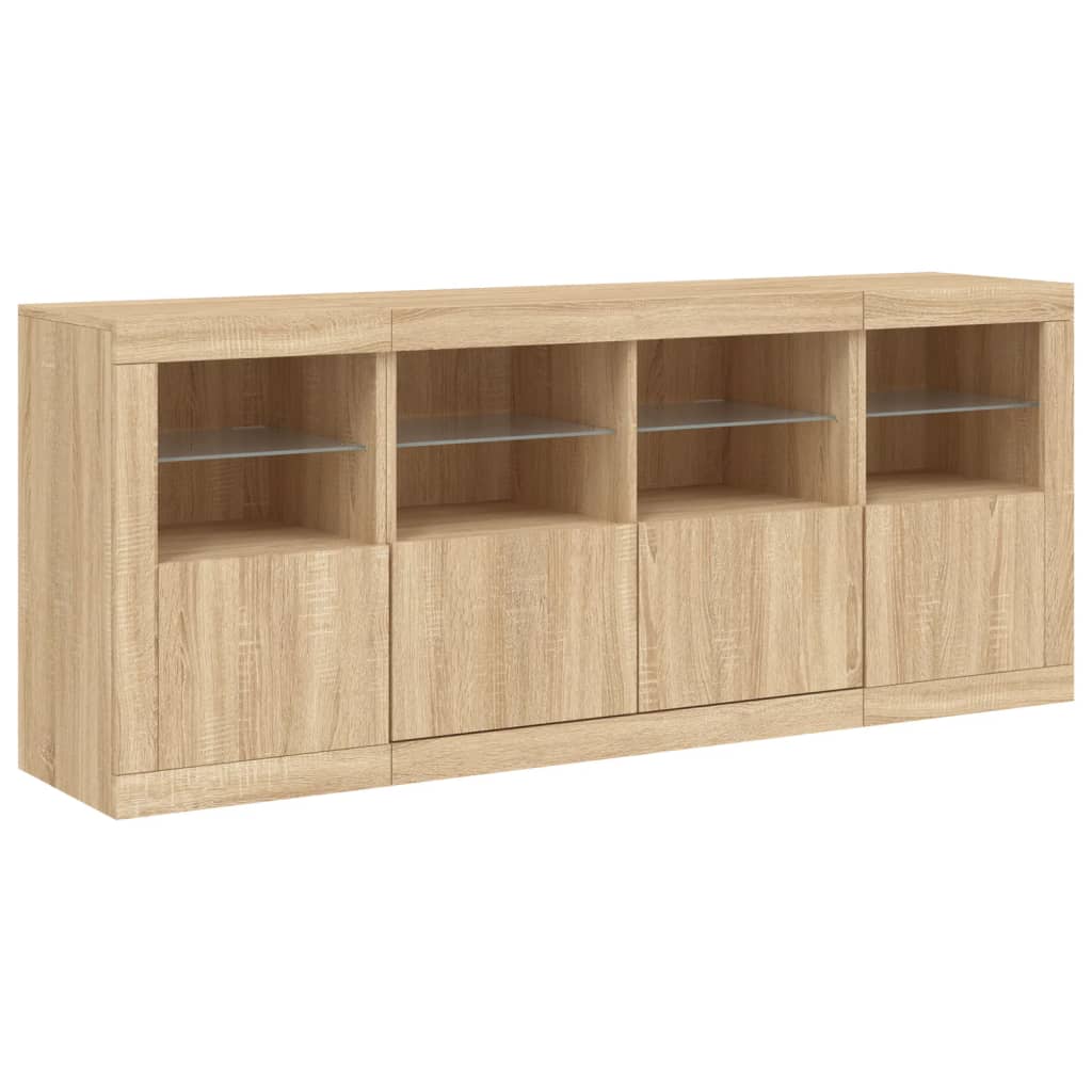 Buffet avec éclairage LED 163x37x67 cm couleur chêne