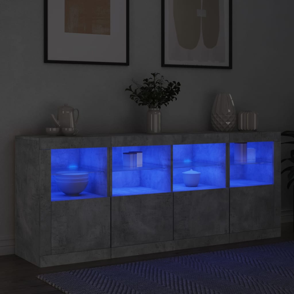 Buffet avec éclairage LED 163x37x67 cm couleur chêne