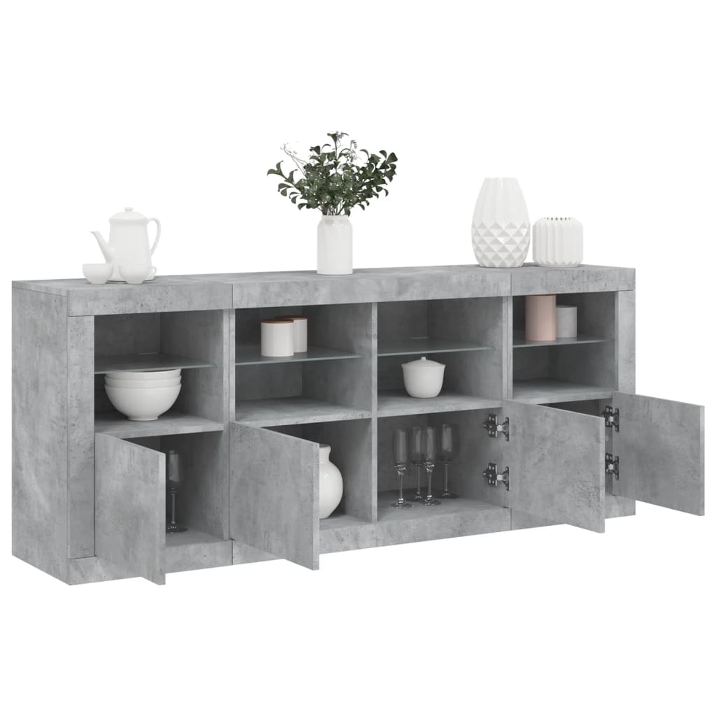 Buffet avec éclairage LED 163x37x67 cm couleur chêne