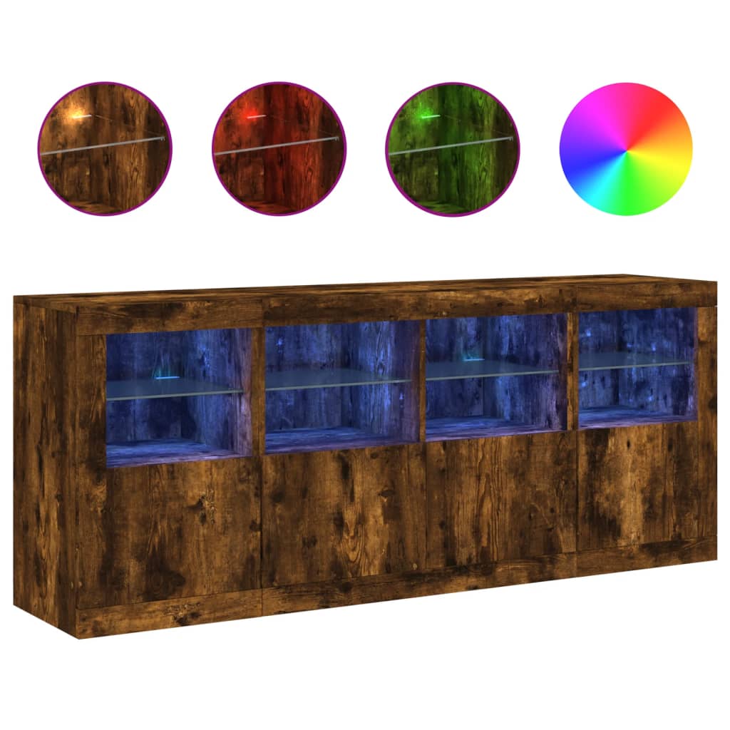 Buffet avec éclairage LED 163x37x67 cm couleur chêne