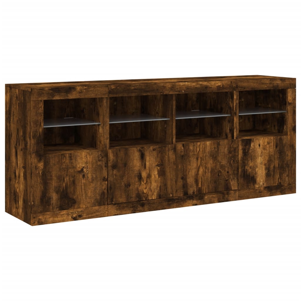 Buffet avec éclairage LED 163x37x67 cm couleur chêne