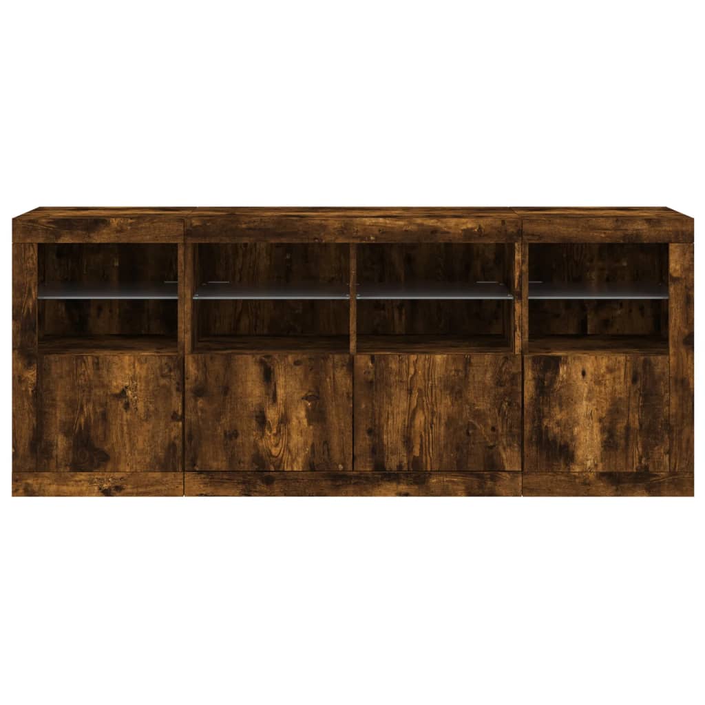 Buffet avec éclairage LED 163x37x67 cm couleur chêne