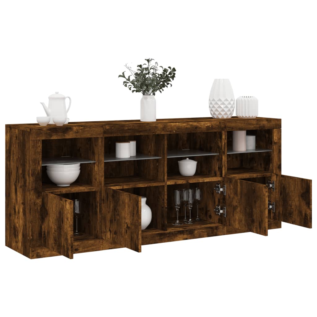 Buffet avec éclairage LED 163x37x67 cm couleur chêne