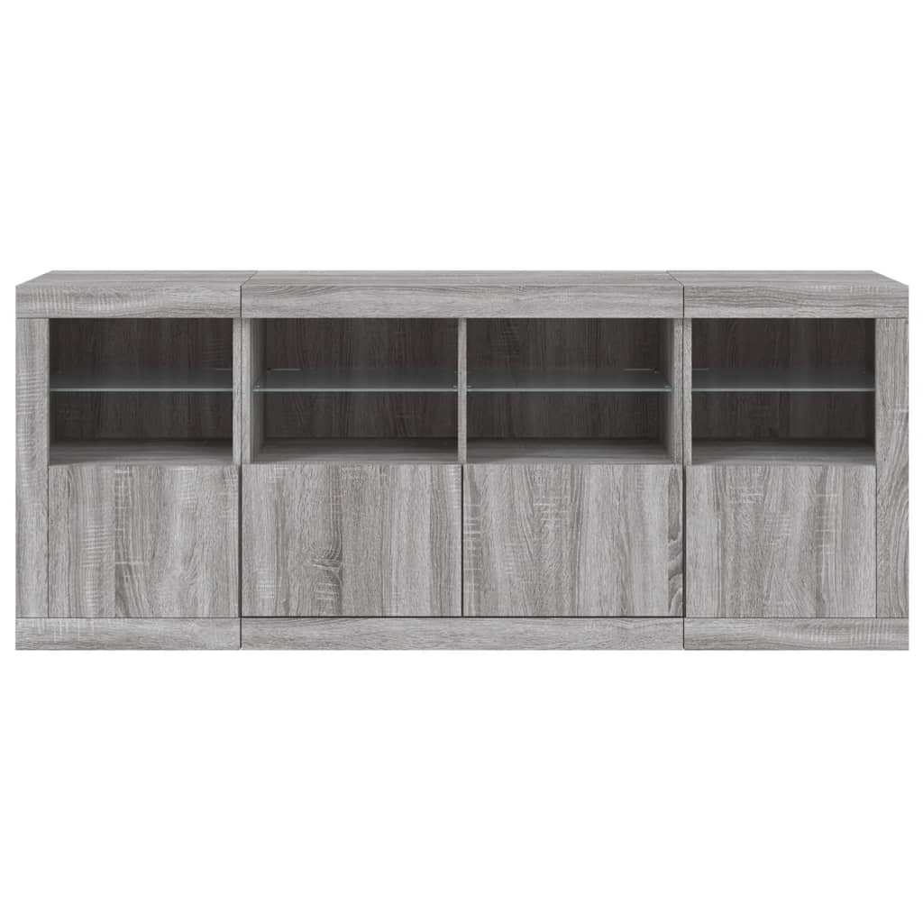 Buffet avec éclairage LED 163x37x67 cm couleur chêne