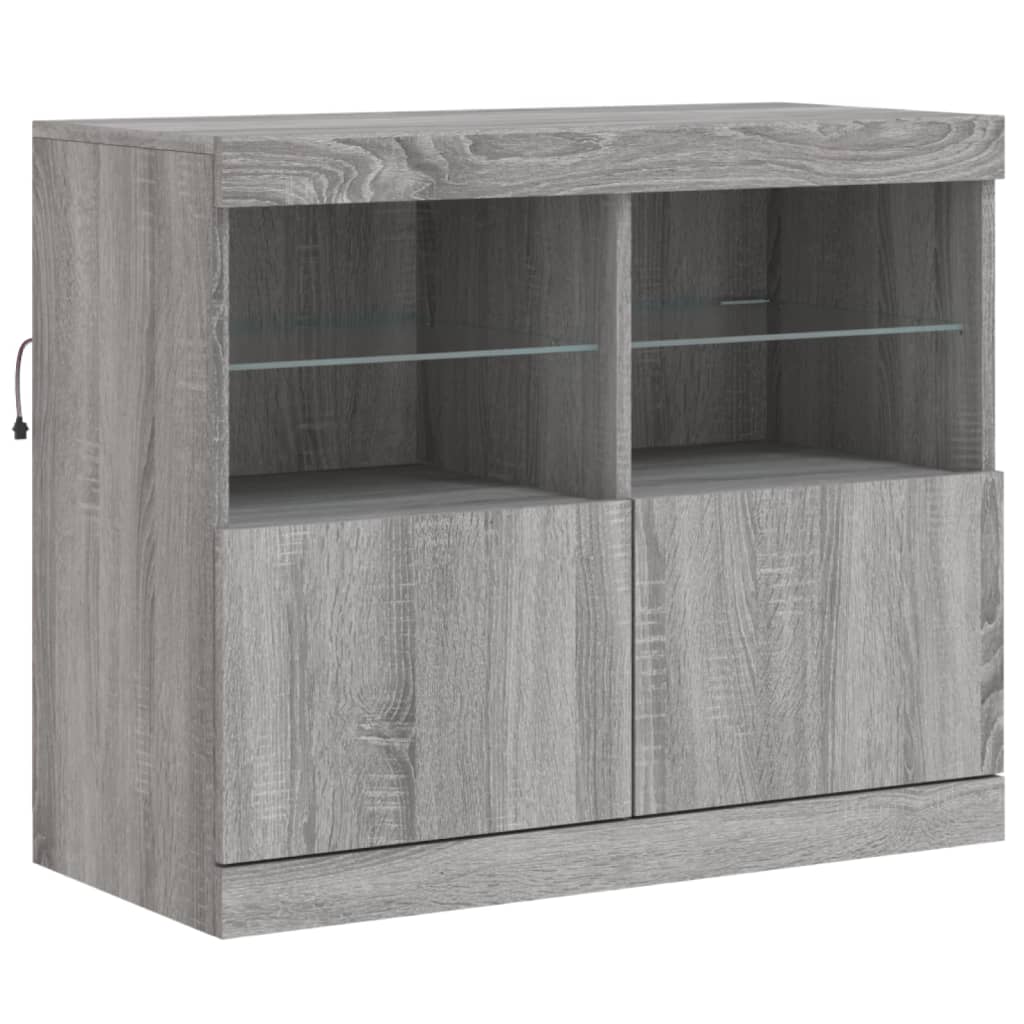 Buffet avec éclairage LED 163x37x67 cm couleur chêne