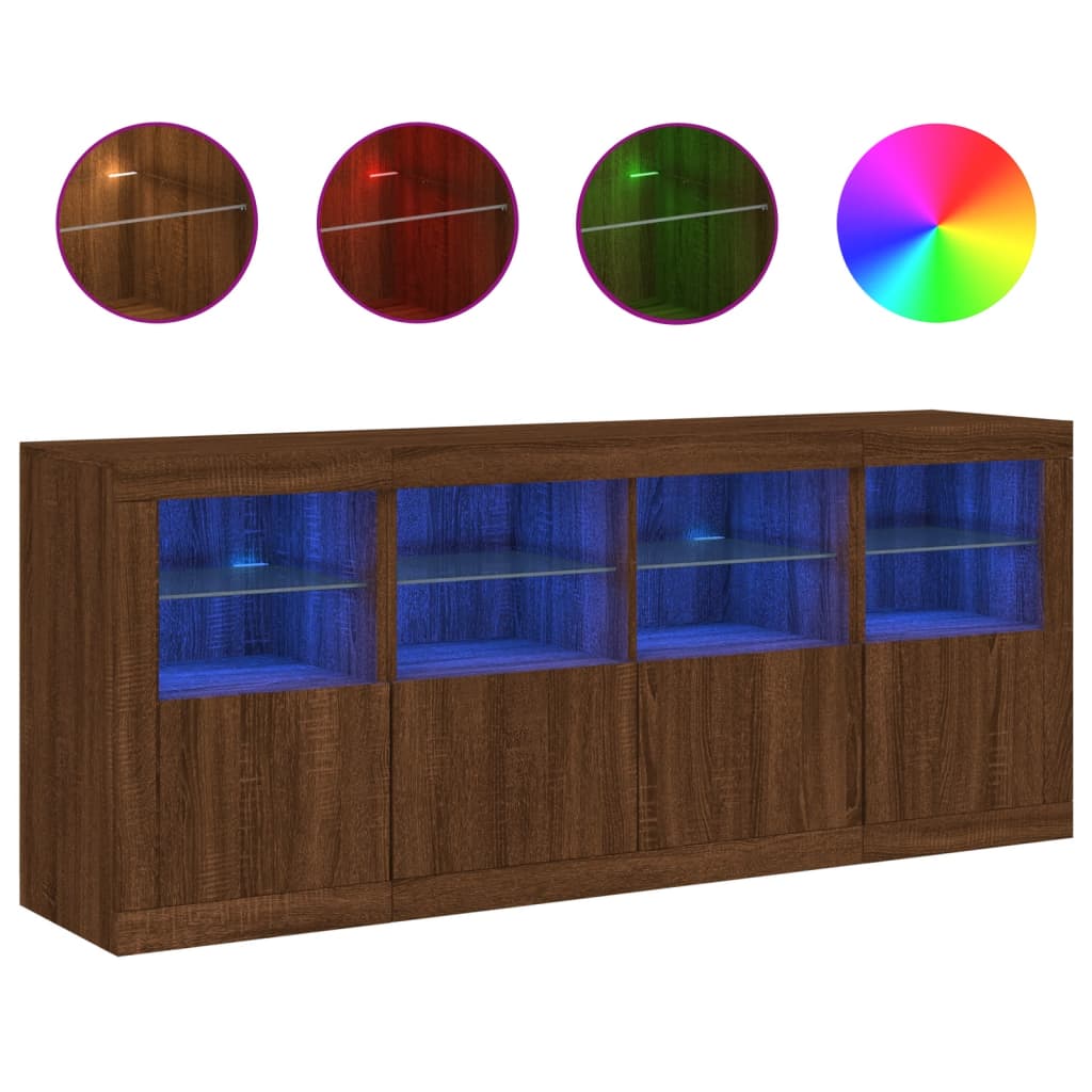 Buffet avec éclairage LED 163x37x67 cm couleur chêne