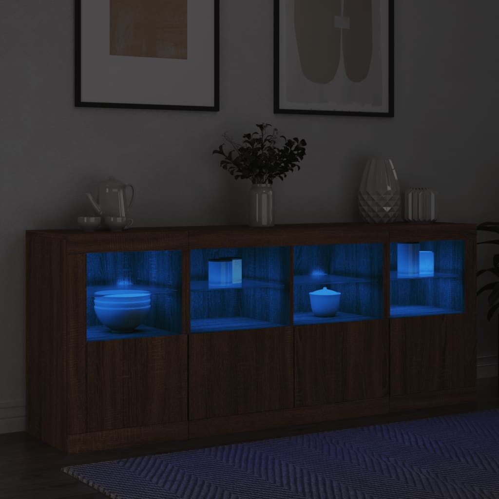 Buffet avec éclairage LED 163x37x67 cm couleur chêne