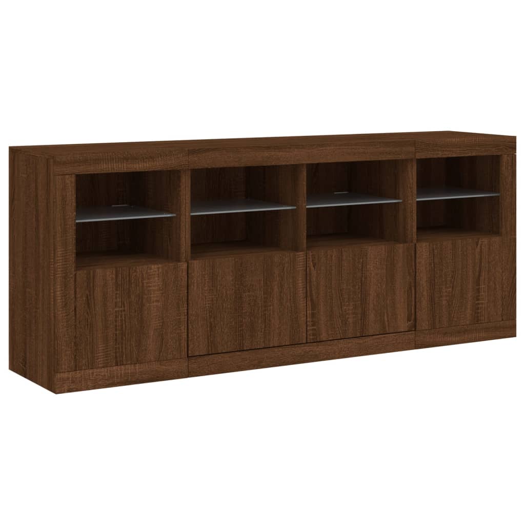 Buffet avec éclairage LED 163x37x67 cm couleur chêne