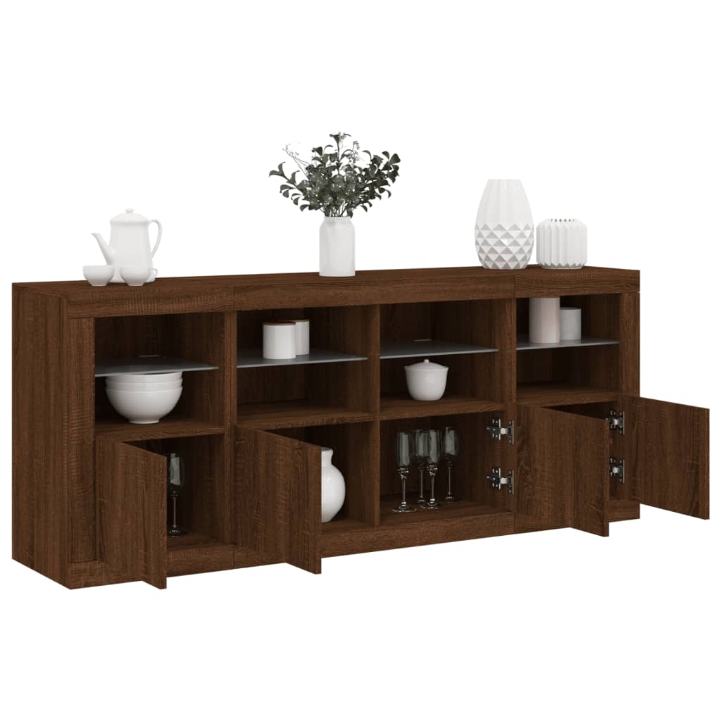 Buffet avec éclairage LED 163x37x67 cm couleur chêne