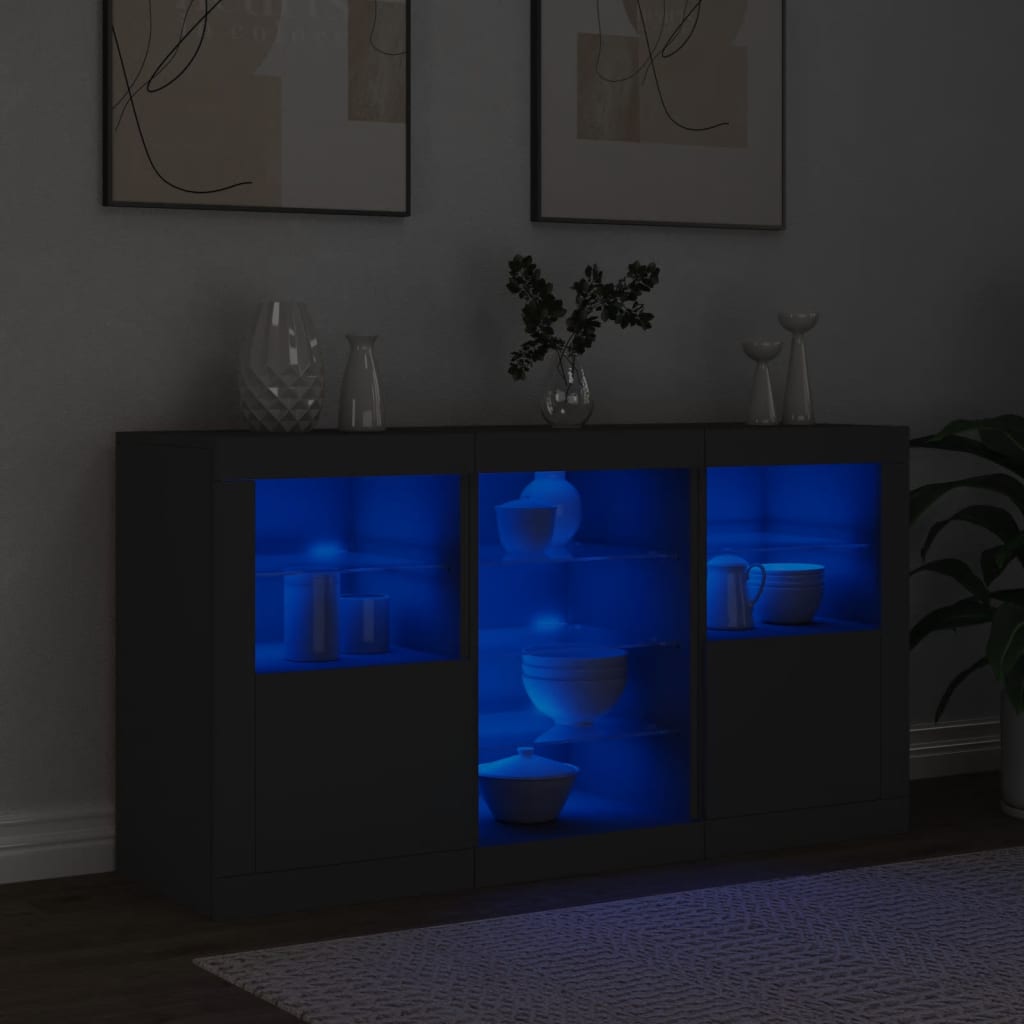 Buffet avec éclairage LED 123x37x67 cm couleur chêne