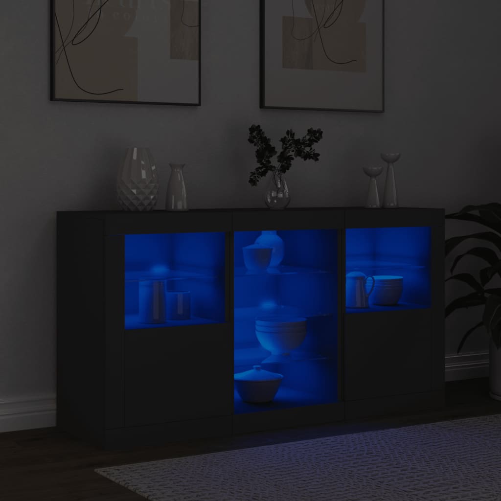 Buffet avec éclairage LED 123x37x67 cm couleur chêne sonoma