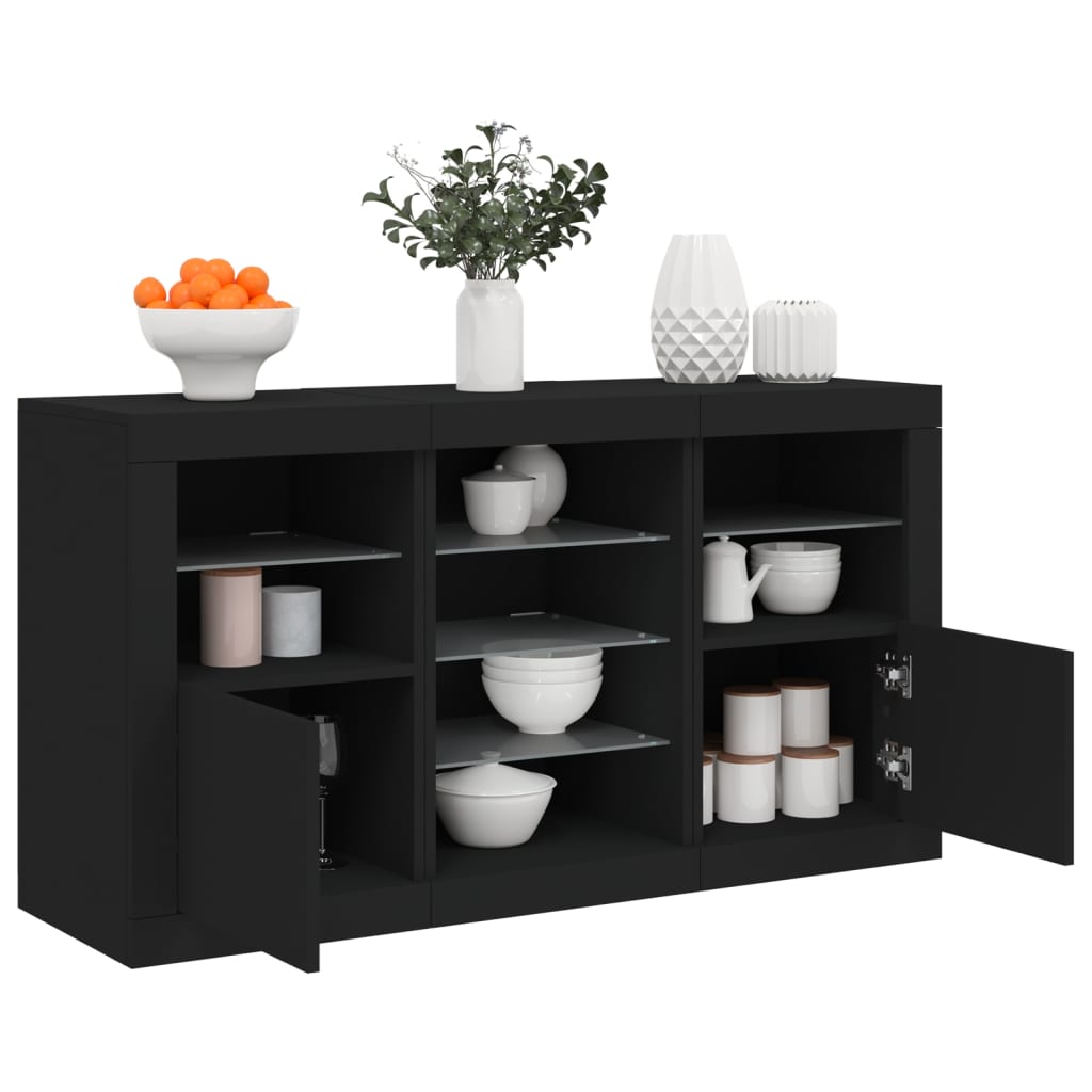 Buffet avec éclairage LED 123x37x67 cm couleur chêne sonoma