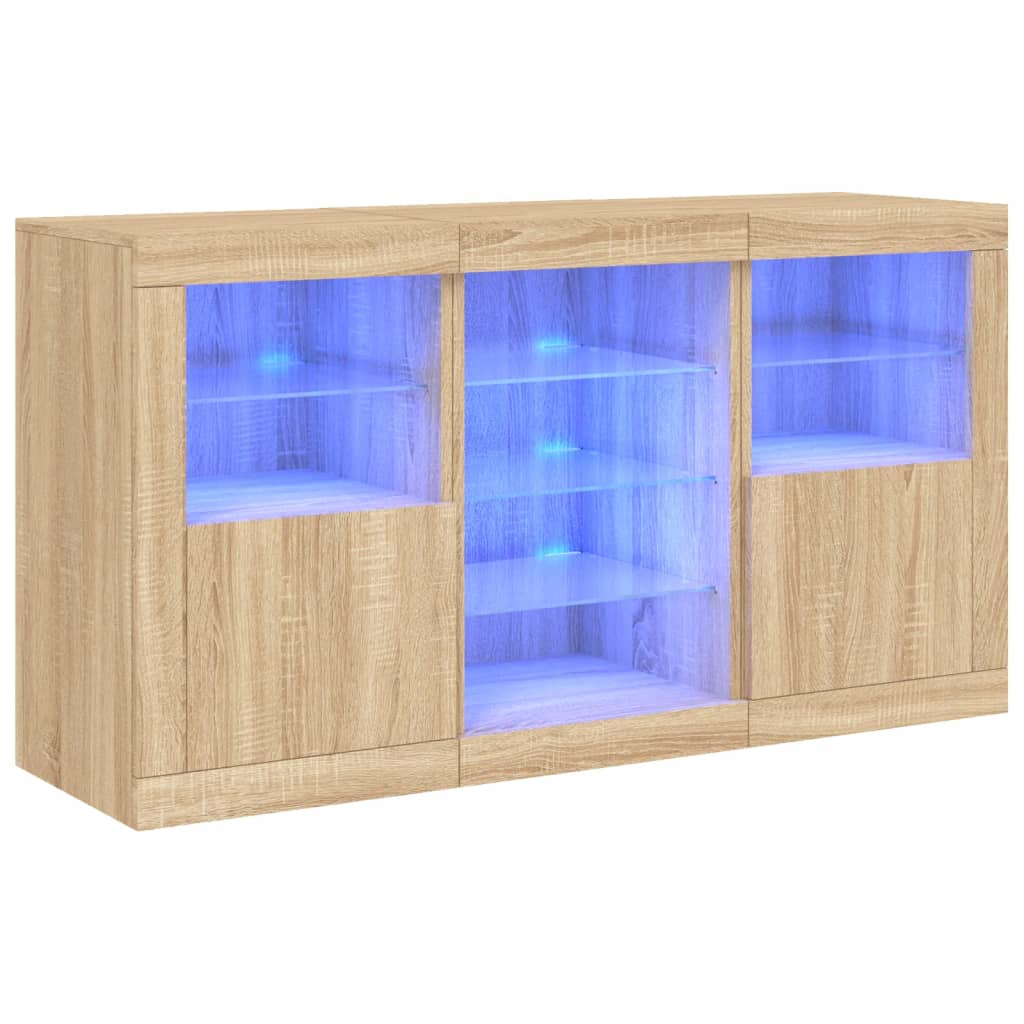 Buffet avec éclairage LED 123x37x67 cm couleur chêne sonoma